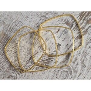 Joan Rivers Gold Tone Square Bangle Bracelet Set Of 5 Stackable Geometric #133